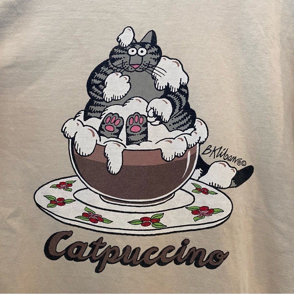Vintage Crazy Shirts Hawaii Collectible Kliban Cat Catpuccino T-Shirt L